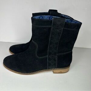 TOMS Laurel Western Black  Suede Pull On Mid Ankle Boots Size 6